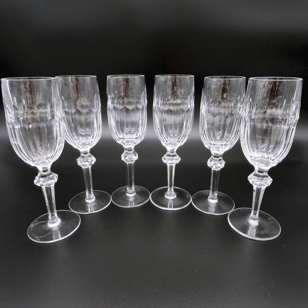 Waterford Crystal Curraghmore Champagne Flutes Set Of 6 Cut Glass 7.75"